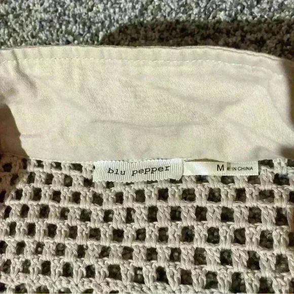 Blu Pepper Utility tan jacket crochet back Size M - Picture 6 of 8